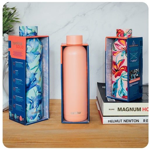 QUOKKA Botella Termo Acero Inoxidable 630ml con Colgador, Color Dusk Blue