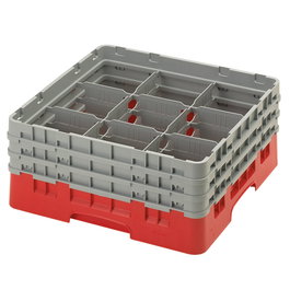 CAMBRO - 9S638-168 - Cesta de lavado 9 comp. 3 alturas - 14,8 cm Ø máx. - alt. máx. 17,6 cm - 50 x 50 x 22,5 cm - Azul
