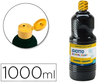 Giotto Témpera Escolar Lavable Negro Botella 1000 ml