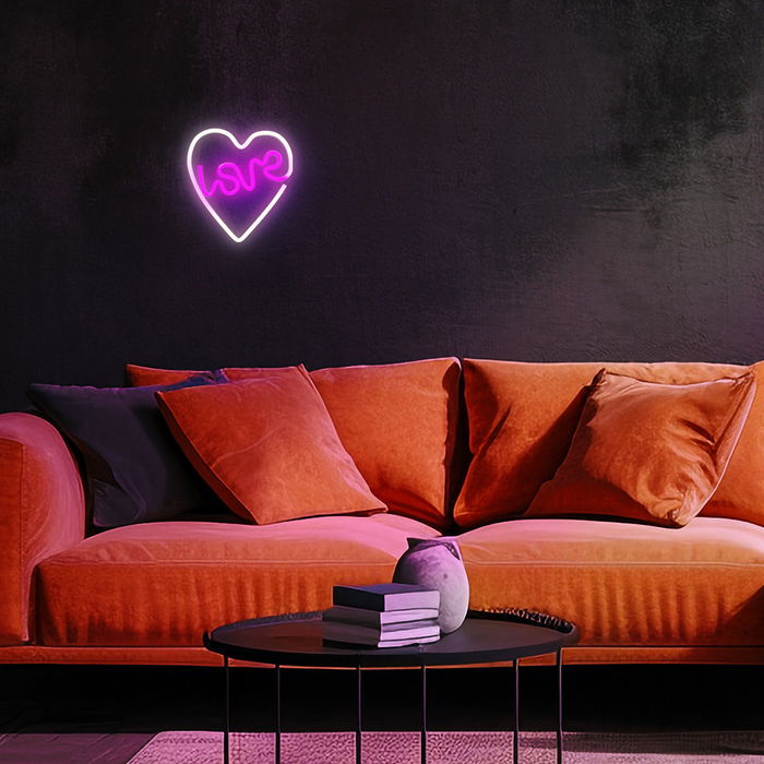 Neolia Lámpara Forever Neon LED Love Heart, Corazón Iluminación Decoración Rosa LED USB, Luz de Pared Decorativa Neón