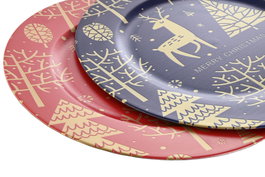 DKD Home Decor Centro de Mesa Navidad Tradicional Azul Rojo 33x2x33 cm (12 Unidades)