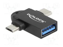DeLOCK Adaptador USB 10 Gbps 2 en 1 USB-A hembra a USB Type-C y USB Micro-B macho