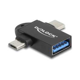 DeLOCK Adaptador USB 2 en 1 10 Gbps USB-A hembra a USB Type-C y USB Micro-B macho