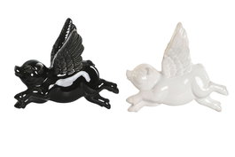 DKD Home Decor Escultura de Pared Cerdito Volador en Porcelana