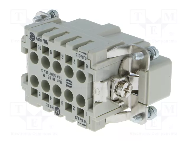 HARTING Han® ES Conector de plantilla de contacto macho 10+PE HARTING Han® ES Conector de plantilla de contacto macho 10+PE