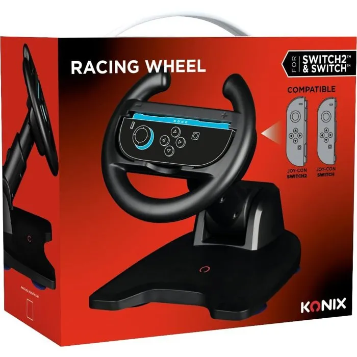 Konix Volante Racing Konix3328170306201 con Mando Joy-Con 2 para Nintendo Switch - Compatible con Mario Kart World y Soporte con Ventosa