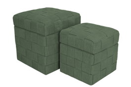DKD Home Decor Set de 2 Reposapiés Verde Menta con Tapa