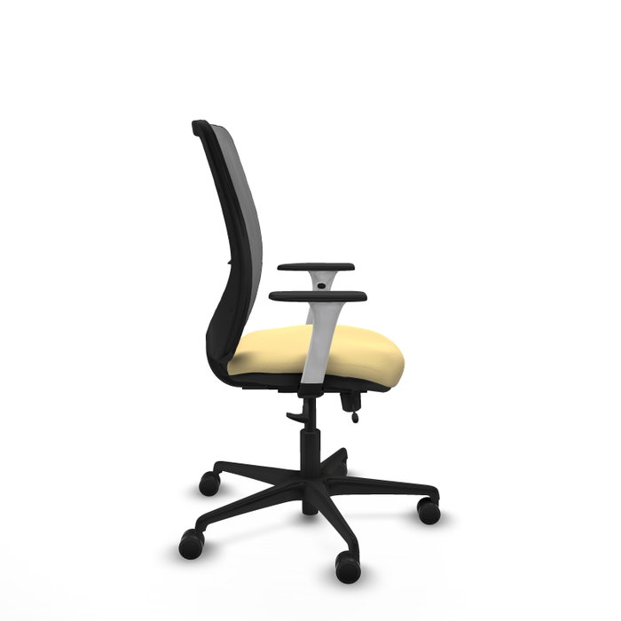 PIQUERAS Y CRESPO Silla de oficina Zulema con mecanismo Sincro/Traslack, Similpiel Crema y Malla Gris