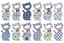 DKD Home Decor Imán Gato Azul Blanco Resina Metal 1 x 10 x 5.5 cm (72 Unidades)