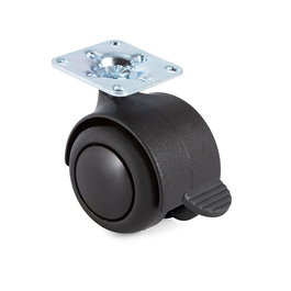 Q&Q Rueda Giratoria Modelo Onixa con Aro de Goma Ø50 con Placa y Freno