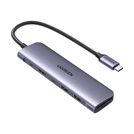 Ugreen 15214 Adaptador Multifunción USB-C, USB 3.2 Gen 1, 100W, Lector Tarjetas SD/MicroSD, HDMI