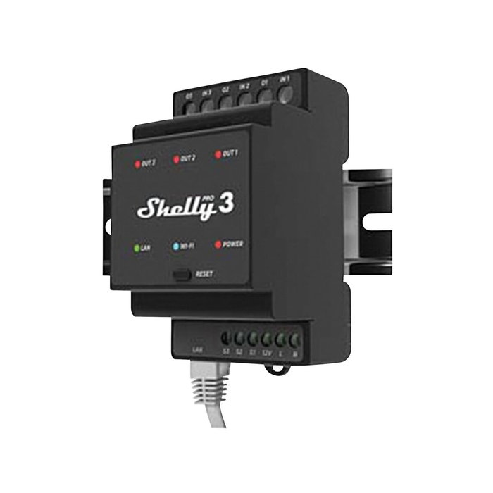 Shelly Pro 3 Relé inteligente 3 canales 16A/48A Wi-Fi LAN