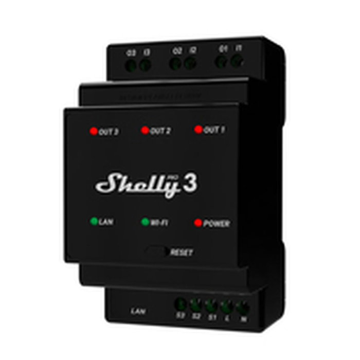 Shelly Pro 3 Relé inteligente 3 canales 16A/48A Wi-Fi LAN
