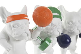 DKD Home Decor Figura Bulldog Resina Blanco Multicolor 17 x 24 x 13.5 cm (3 Unidades)