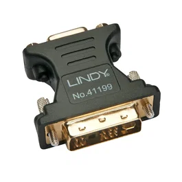 Lindy 41199 Adaptador de Conector VGA Hembra a DVI-I Hembra, Negro y Oro