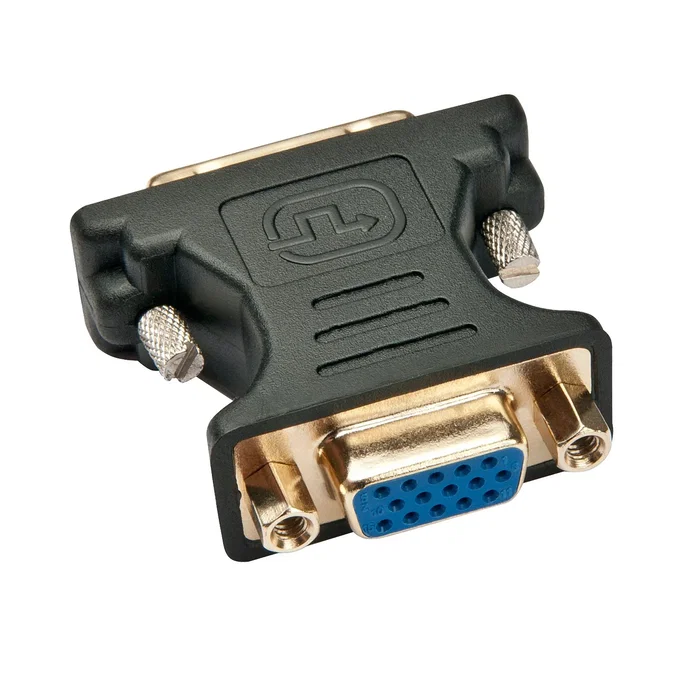 Lindy 41199 Adaptador de Conector VGA Hembra a DVI-I Hembra, Negro y Oro