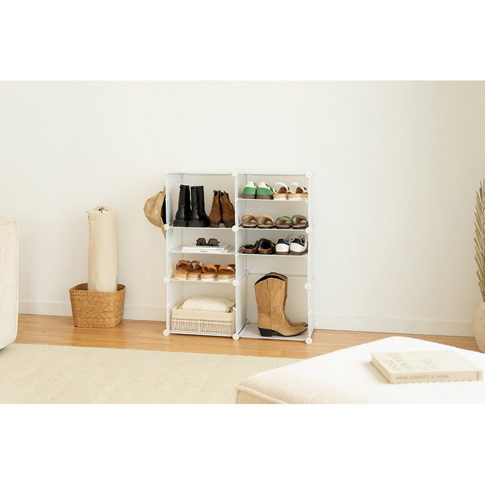 Newlux Zapatero modular Cube c6 blanco para hasta 24 pares, 83 x 32 x 95 cm, puertas ventiladas