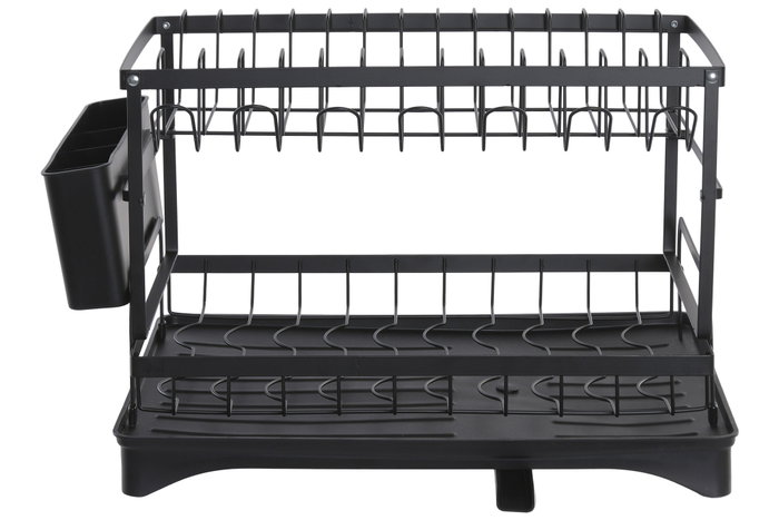 DKD Home Decor Escurreplatos de Metal y PP con Desagüe Negro