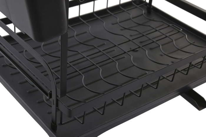 DKD Home Decor Escurreplatos de Metal y PP con Desagüe Negro