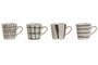 DKD Home Decor Tazas de Gres Moderno con Relieve, Set de 12 unidades, Beige y Gris