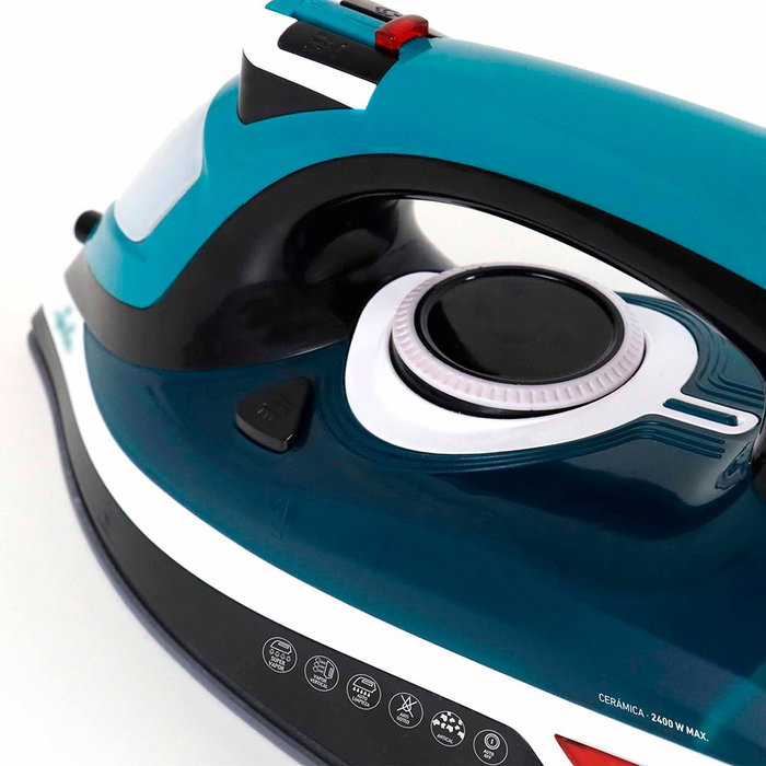 Jata Hogar Plancha de Vapor 2400 W con Suela Cerámica, Vapor Vertical, Golpe de Vapor 160 g, Azul y Blanca Jata Hogar Plancha de Vapor 2400 W con Suela Cerámica, Vapor Vertical, Golpe de Vapor 160 g, Azul y Blanca