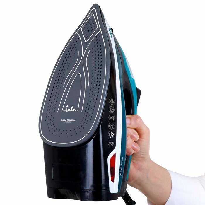 Jata Hogar Plancha de Vapor 2400 W con Suela Cerámica, Vapor Vertical, Golpe de Vapor 160 g, Azul y Blanca Jata Hogar Plancha de Vapor 2400 W con Suela Cerámica, Vapor Vertical, Golpe de Vapor 160 g, Azul y Blanca
