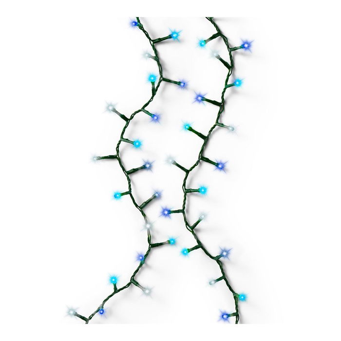 Guirnalda LED Compact 750 Luces Parpadeante Blanco, Azul, Turquesa Cable Verde 21m