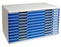 Exacompta Módulo Cajones Sobremesa Classic 10 Cajones Poliestireno DIN A3 Gris Claro/Azul 576x320x350 mm