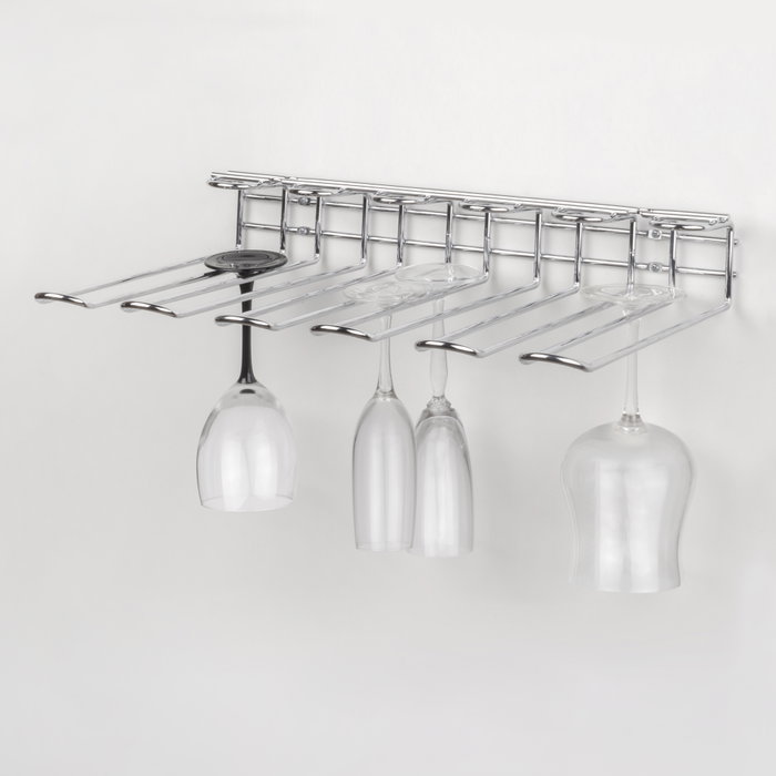Emuca Soporte para copas para muebles Supra de 5 líneas, longitud 320mm, Acero, Cromado