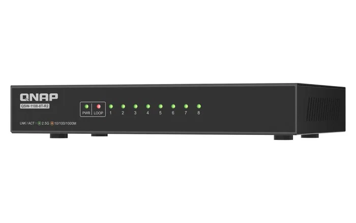 QNAP QSW-1108-8T-R2 Switch No administrado 2.5G Ethernet 8 Puertos (100/1000/2500), Factor de forma Escritorio, Color Negro