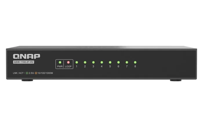QNAP QSW-1108-8T-R2 Switch No administrado 2.5G Ethernet 8 Puertos (100/1000/2500), Factor de forma Escritorio, Color Negro