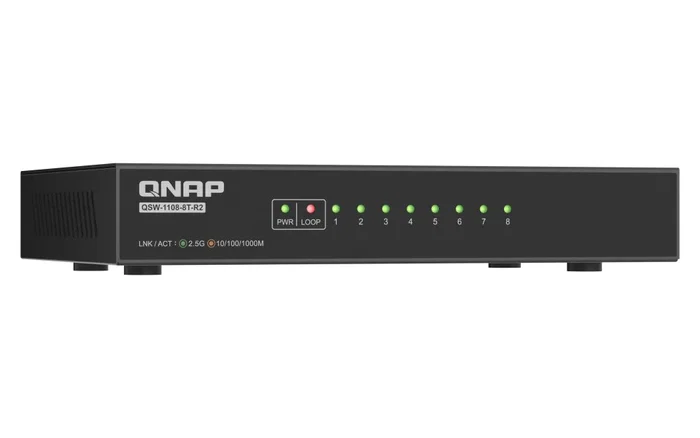 QNAP QSW-1108-8T-R2 Switch No administrado 2.5G Ethernet 8 Puertos (100/1000/2500), Factor de forma Escritorio, Color Negro