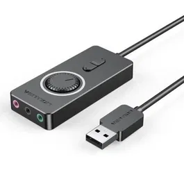 Vention CDRBB Tarjeta de Sonido USB a 3x Jack 3.5mm Hembra Adaptador Audio Micrófono para Windows Mac Android Cobre estañado 480Mbps