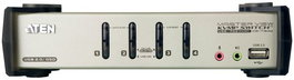 Aten CS1734B Switch KVM de 4 Puertos USB-PS/2 VGA con Audio y Hub USB 2.0