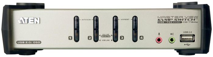Aten CS1734B Switch KVM de 4 puertos USB con Hub USB 2.0 y Audio
