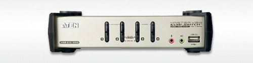 Aten CS1734B Switch KVM 4 Puertos Plata con Soporte USB 2.0 y Audio Surround 2.1