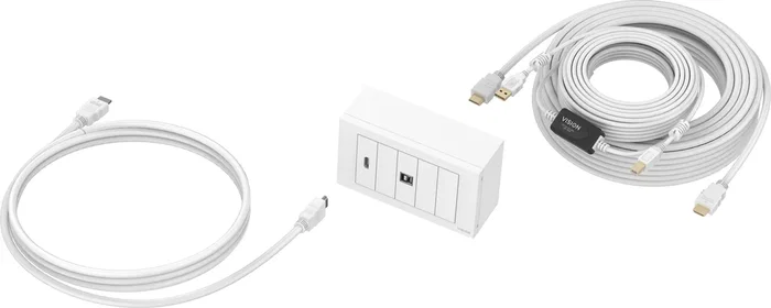Vision Paquete de Placa Frontal Modular de 10 m con Cables 4K a 60 Hz USB 3.2 para Pantalla Táctil o Proyector, Blanco