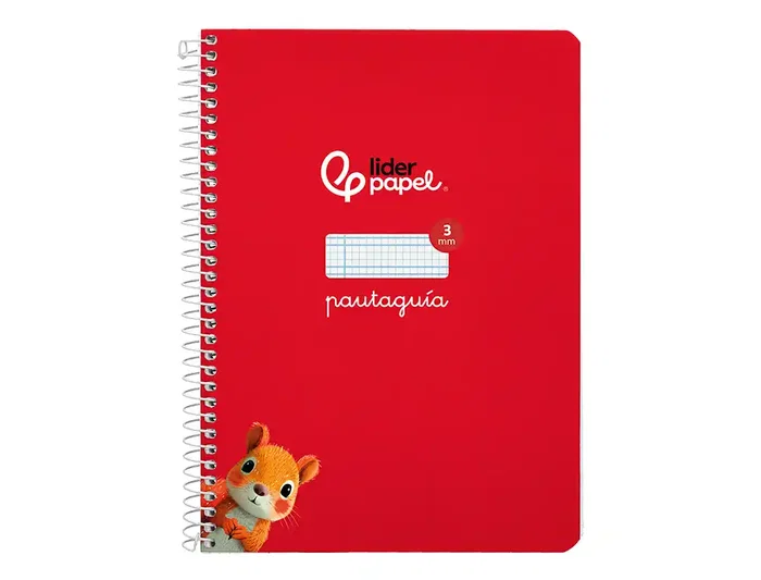 Liderpapel Cuaderno espiral A5 tapa dura 80 hojas 90gr cuadro pautado 3mm color rojo