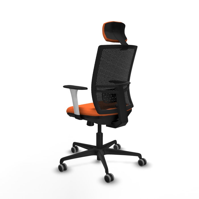 PIQUERAS Y CRESPO Silla de oficina Yunquera con mecanismo Sincro/Traslack, Tela Naranja y Malla Negra PIQUERAS Y CRESPO Silla de oficina Yunquera con mecanismo Sincro/Traslack, Tela Naranja y Malla Negra