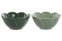 DKD Home Decor Cuencos de Porcelana Green Leafs 24 Relieve Hojas Surtido de 6 unidades en Verde y Verde Oscuro