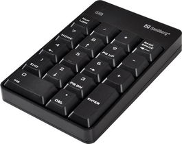 Sandberg Teclado Numérico Inalámbrico 2 con Receptor USB para Portátil, Sin Cables
