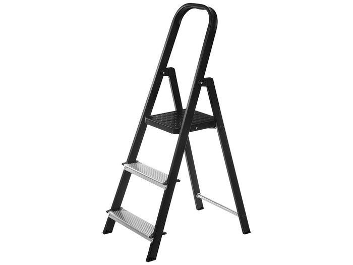Kipit Escalera Alta de 3 Peldaños, de Aluminio y Acero, con Escalones Antideslizantes, Negra/Plata, 121x38x11.5 cm (Set de 2) Kipit Escalera Alta de 3 Peldaños, de Aluminio y Acero, con Escalones Antideslizantes, Negra/Plata, 121x38x11.5 cm (Set de 2)