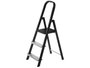 Kipit Escalera Alta de 3 Peldaños, de Aluminio y Acero, con Escalones Antideslizantes, Negra/Plata, 121x38x11.5 cm (Set de 2)