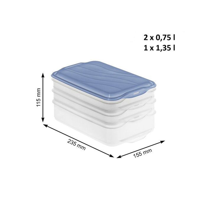 Recipiente Conservador de Alimentos Rotho Rondo Horizon blue Azul Transparente 750 ml 1,35 L