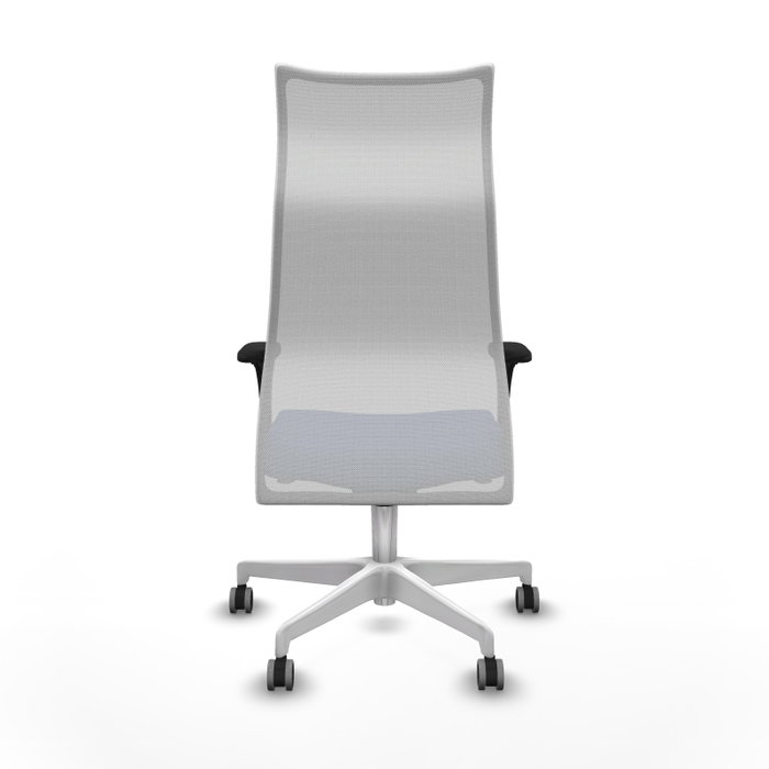 PIQUERAS Y CRESPO Albacete Silla de oficina con mecanismo sincro, malla blanca y acabado Bali azul marino