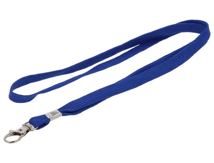 Q-connect Cordón plano con gancho metálico azul para identificadores, pack de 25