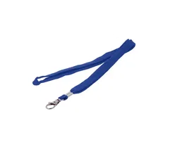 Q-connect Cordón plano azul con gancho metálico para identificadores y accesos