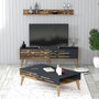 Hanah Home Valensiya 140 Conjunto Muebles Salón Nogal, Antracita