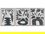 Giftdecor Cuadro Lienzo Marco Negro Jarrones Negros Surtidos 40x50x3 cm (Set de 3)
