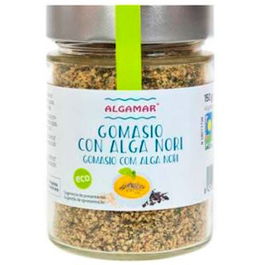ALGAMAR Gomasio con Alga Nori Bio 150Gr. Sésamo, alga Nori atlántica y sal marina, ideal para ensaladas, arroz, verduras, sopas y pasta.